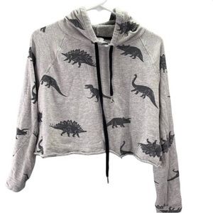 Gray & Black Dino Hoodie